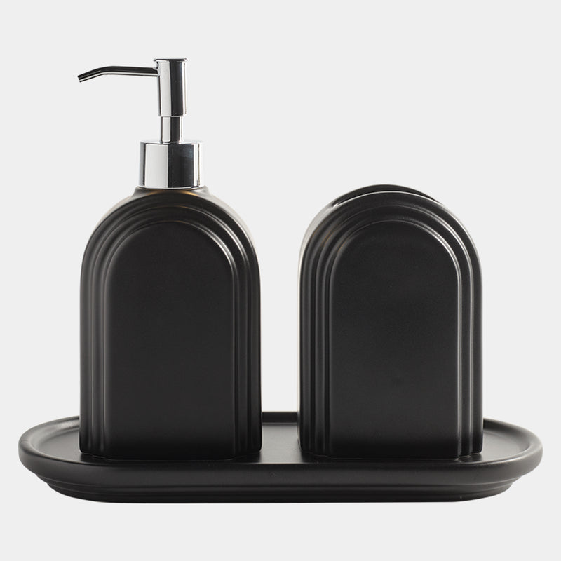 Avalon Bathroom Set Black with Silver Pump
