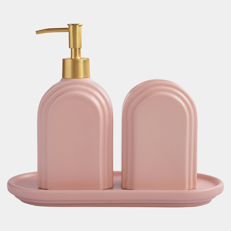 Avalon Bathroom Set Blush with Gold Pump