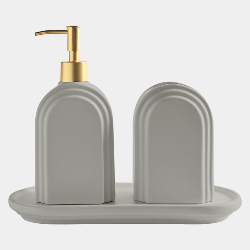 Avalon Bathroom Set Dove with Gold Pump