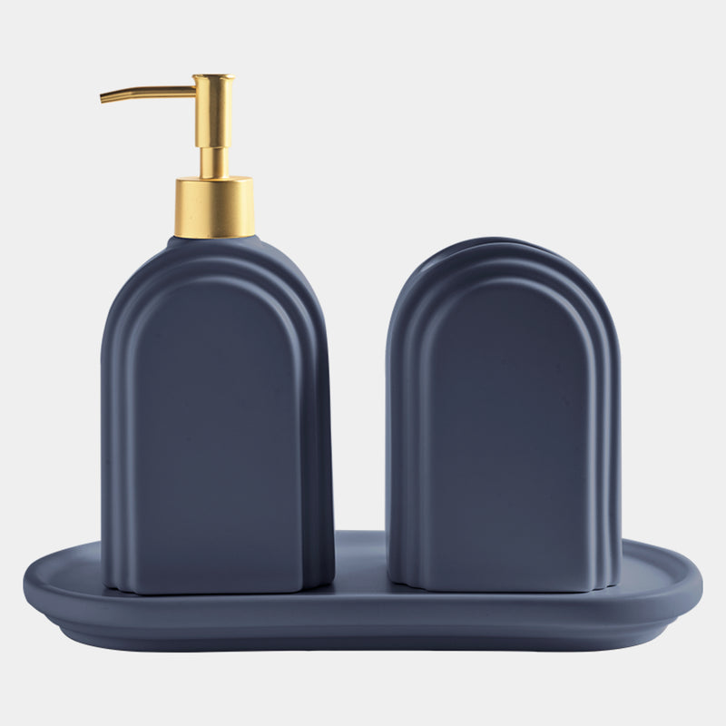 Avalon Bathroom Set Navy with Gold Pump