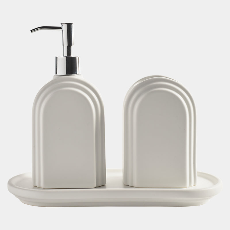 Avalon Bathroom Set White with Silver Pump