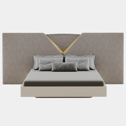 Barbey Bedstead with Soft Velvet & Golden Detailing