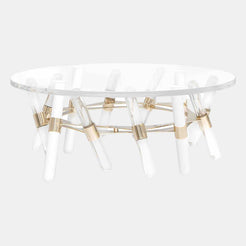 Houdini Clear Outdoor Coffee Table with Golden Details