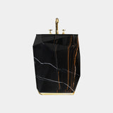 Luxury Diamond Faux Marble Pedestal Sink with Gold Leaf