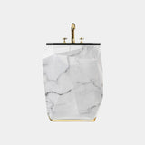 Luxury Diamond Faux Marble Pedestal Sink with Gold Leaf