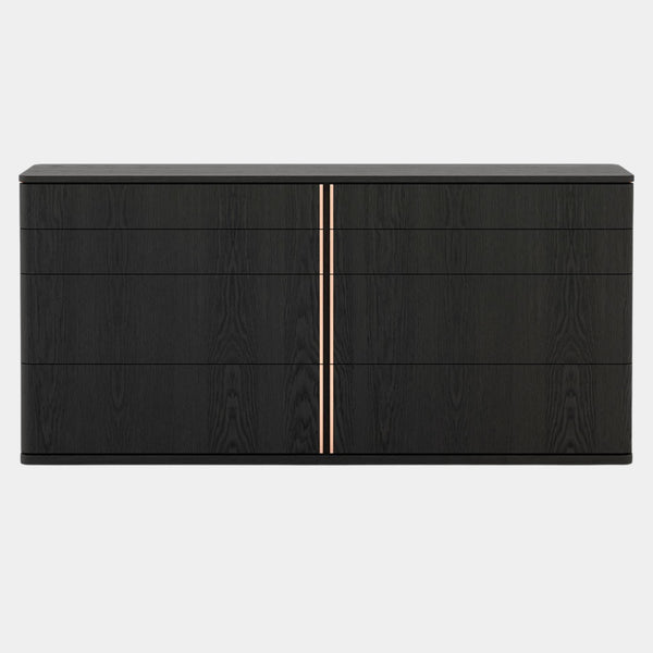 Black Ash Luxury Chest of Drawers with Copper Taping