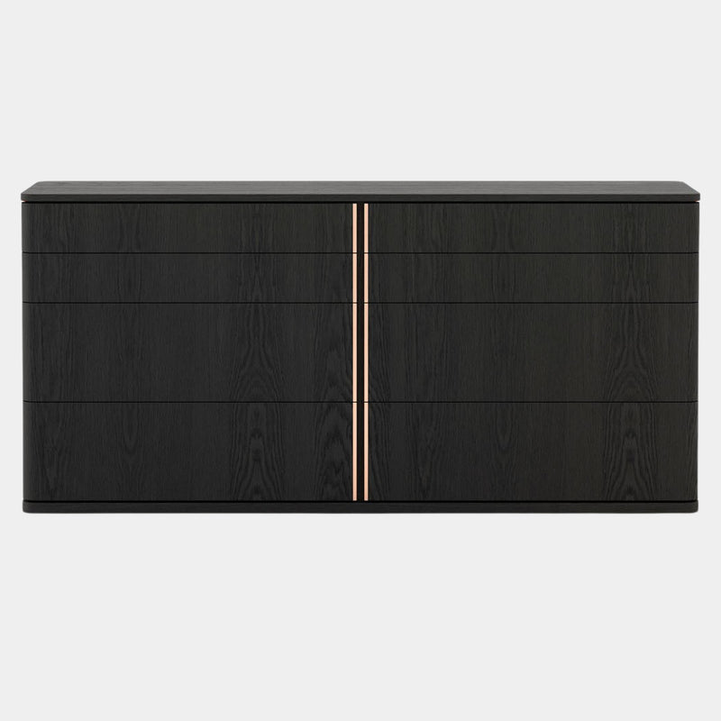 Black Ash Luxury Chest of Drawers with Copper Taping