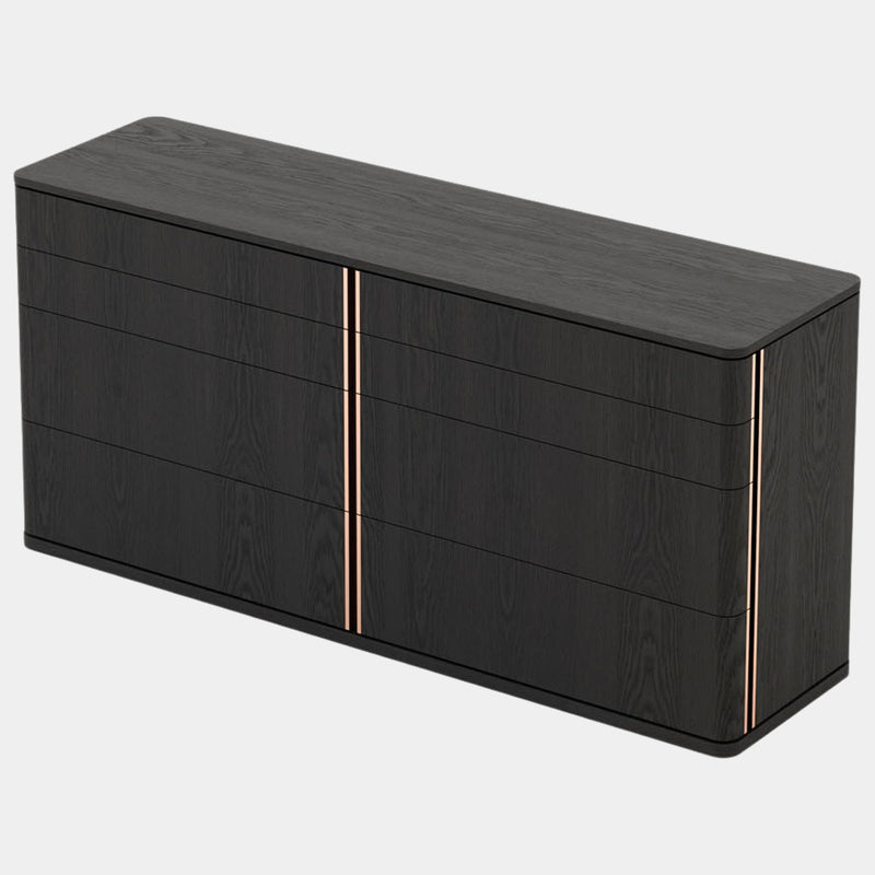 Black Ash Luxury Chest of Drawers with Copper Taping