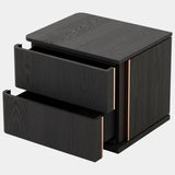 Black Ash Luxury Nightstand with Modern Copper Taping