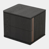 Black Ash Luxury Nightstand with Modern Copper Taping