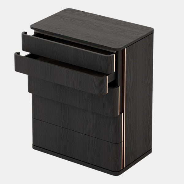 Black Ash Luxury Tallboy with Modern Copper Taping