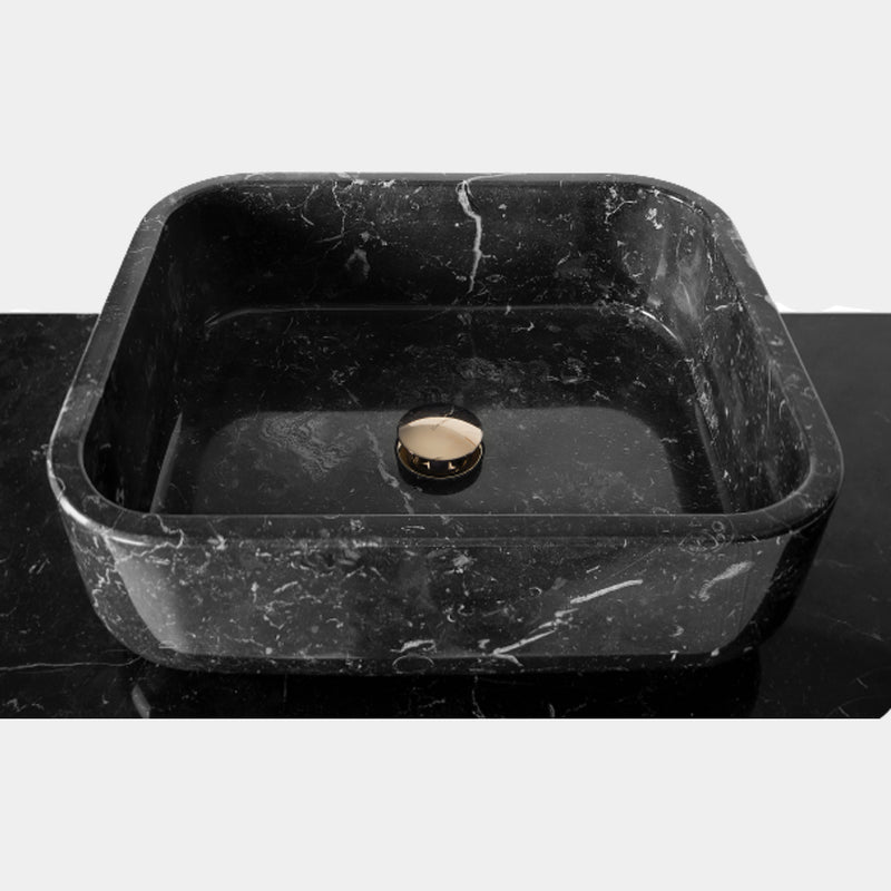 Black Lacquered Mirror & Nero Marquina Marble Washbasin