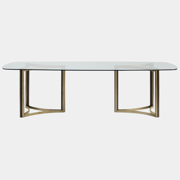 Bond Luxury Glass Dining Table with Luminous Golden Legs