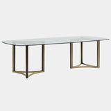 Bond Luxury Glass Dining Table with Luminous Golden Legs