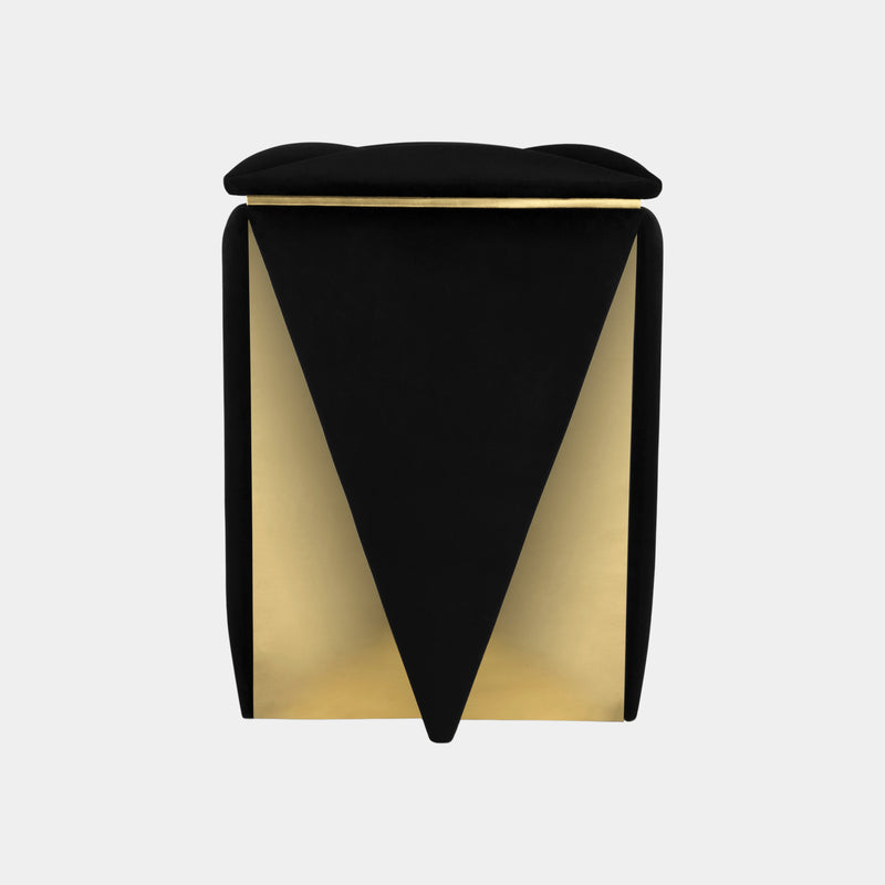 Brass & Black Velvet Prism Stool
