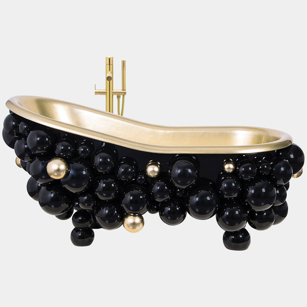 Brass & Gold Plated Black High Gloss Bubbles Bathtub
