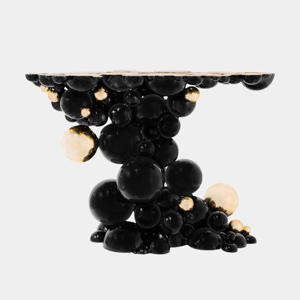 Brass & Gold Plated Black High Gloss Bubbles Console