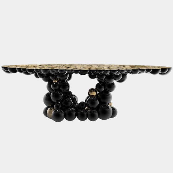 Brass & Gold Plated Black High Gloss Bubbles Dining Table