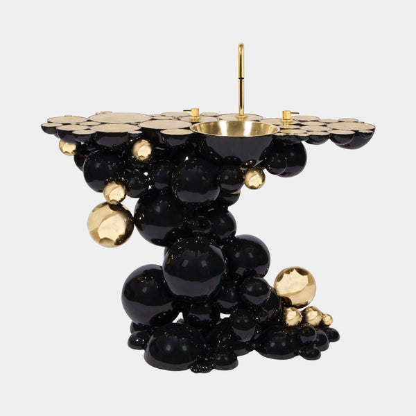 Brass & Gold Plated Black High Gloss Bubbles Washbasin