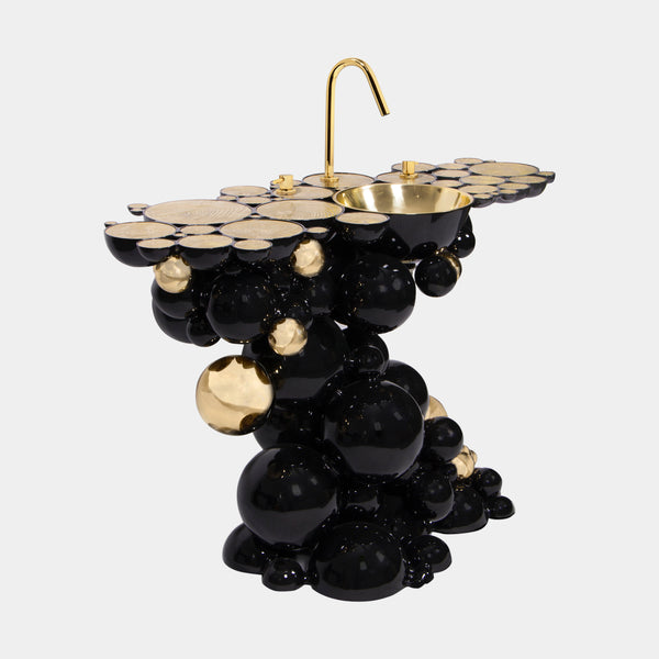 Brass & Gold Plated Black High Gloss Bubbles Washbasin