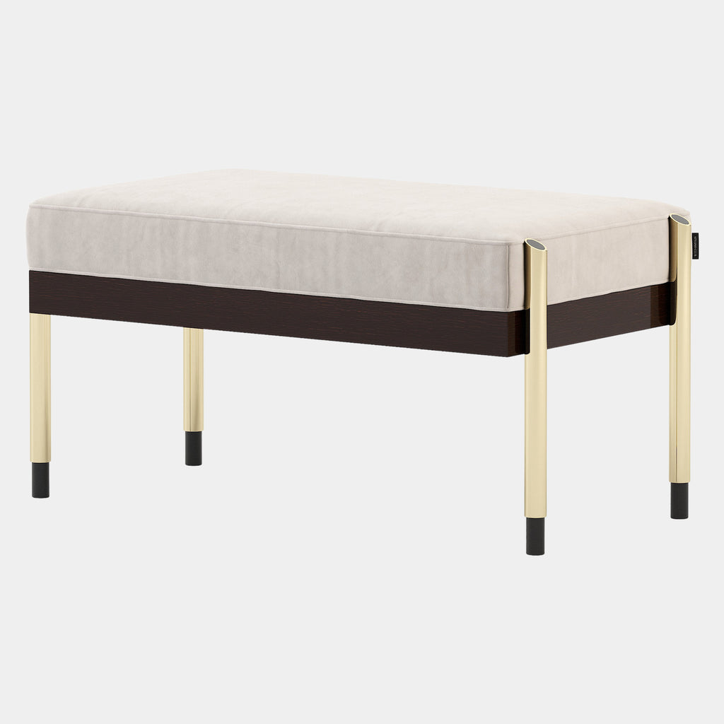 Brown Oak Luxo Bench with Golden Legs Touched Interiors