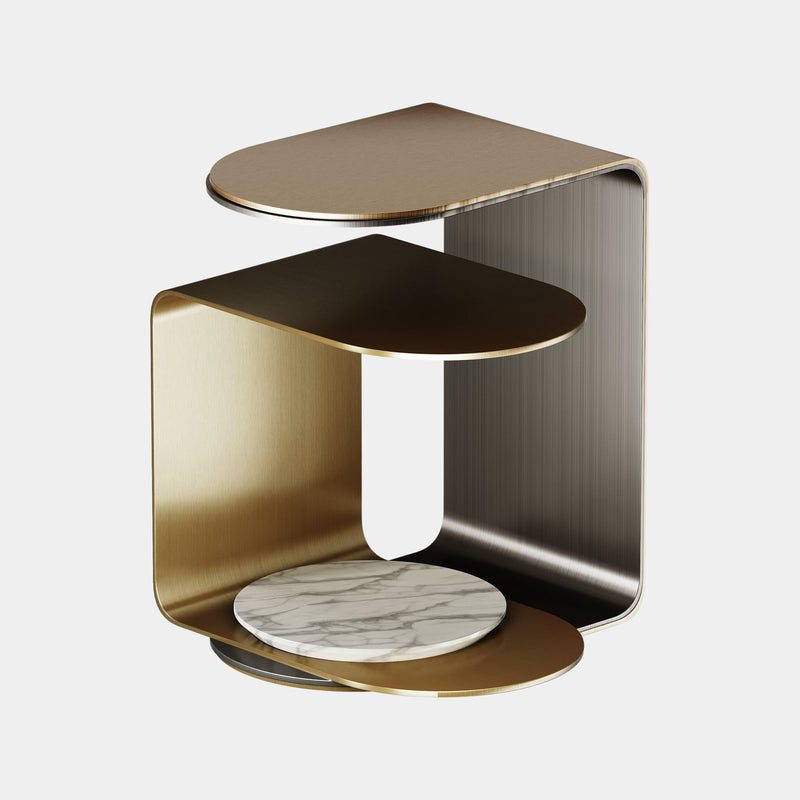 The Private Label Power Side Table Elegant Rare Shape & Carrara Marble