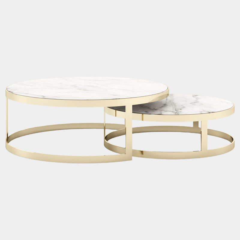 Carrara Polished Marble Coffee Table Cluster