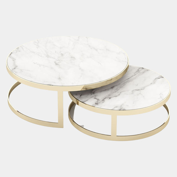 Carrara Polished Marble Coffee Table Cluster