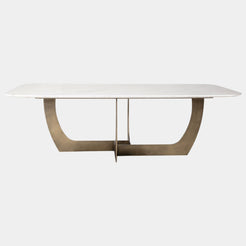 Cartão Brushed Gunmetal Dining Table with White Marble
