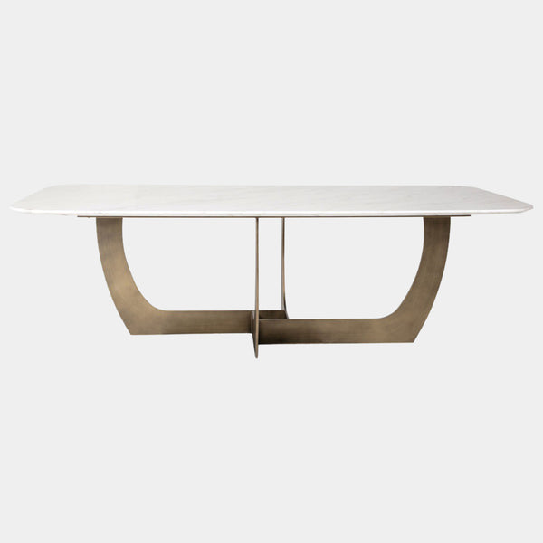 Cartão Brushed Gunmetal Dining Table with White Marble