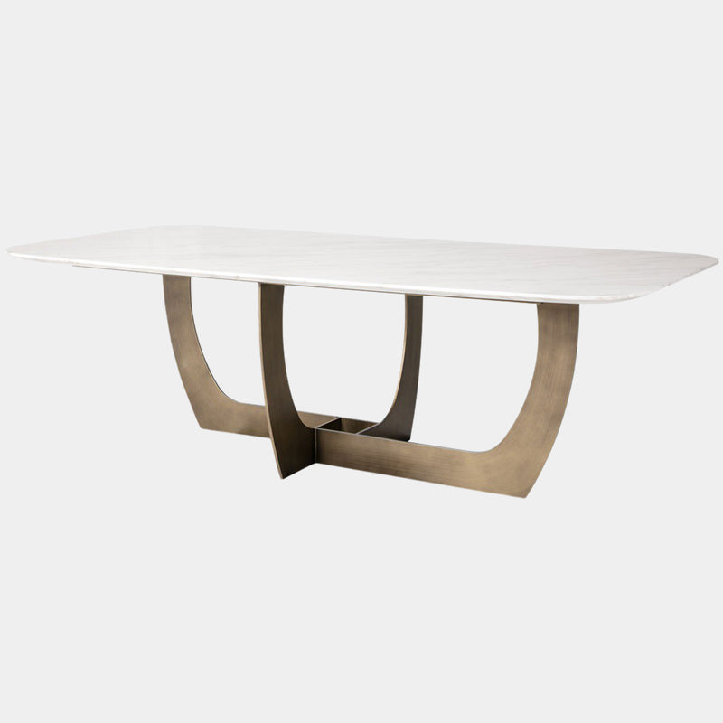 Cartão Brushed Gunmetal Dining Table with White Marble