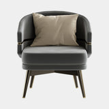 Chairsio Luxury Armchair with Brushed Brass Trim & Round Backrest