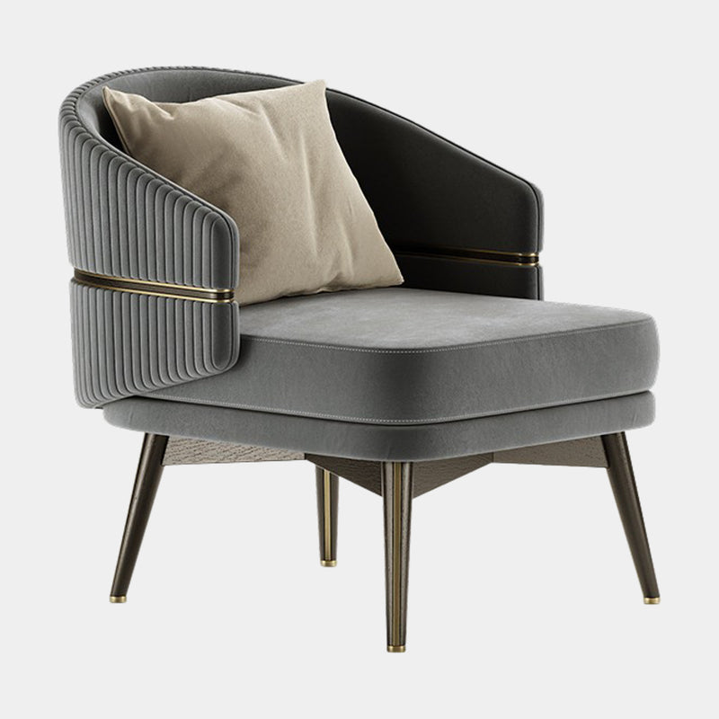 Chairsio Luxury Armchair with Brushed Brass Trim & Round Backrest