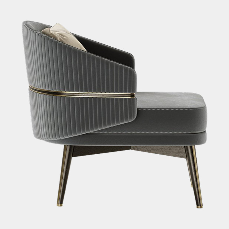 Chairsio Luxury Armchair with Brushed Brass Trim & Round Backrest
