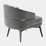Chairsio Luxury Armchair with Brushed Brass Trim & Round Backrest