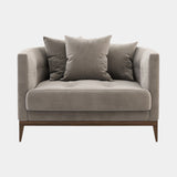 Curved Luxury Armchair with Walnut Legs