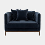Curved Luxury Armchair with Walnut Legs