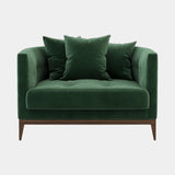 Curved Luxury Armchair with Walnut Legs