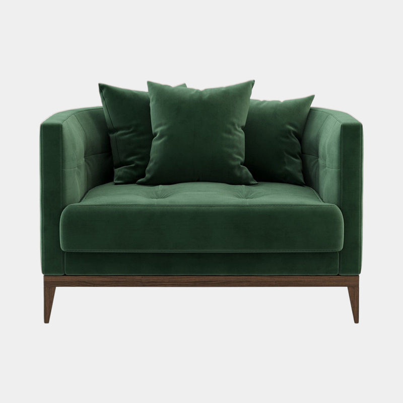 Curved Luxury Armchair with Walnut Legs