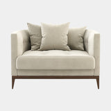 Curved Luxury Armchair with Walnut Legs