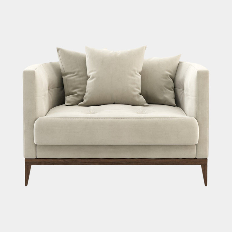 Curved Luxury Armchair with Walnut Legs