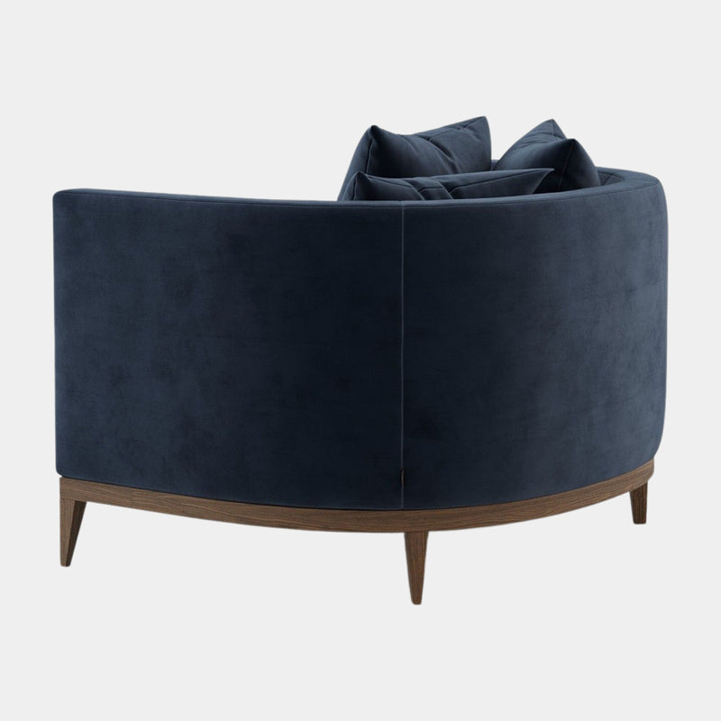 Curved Luxury Armchair with Walnut Legs