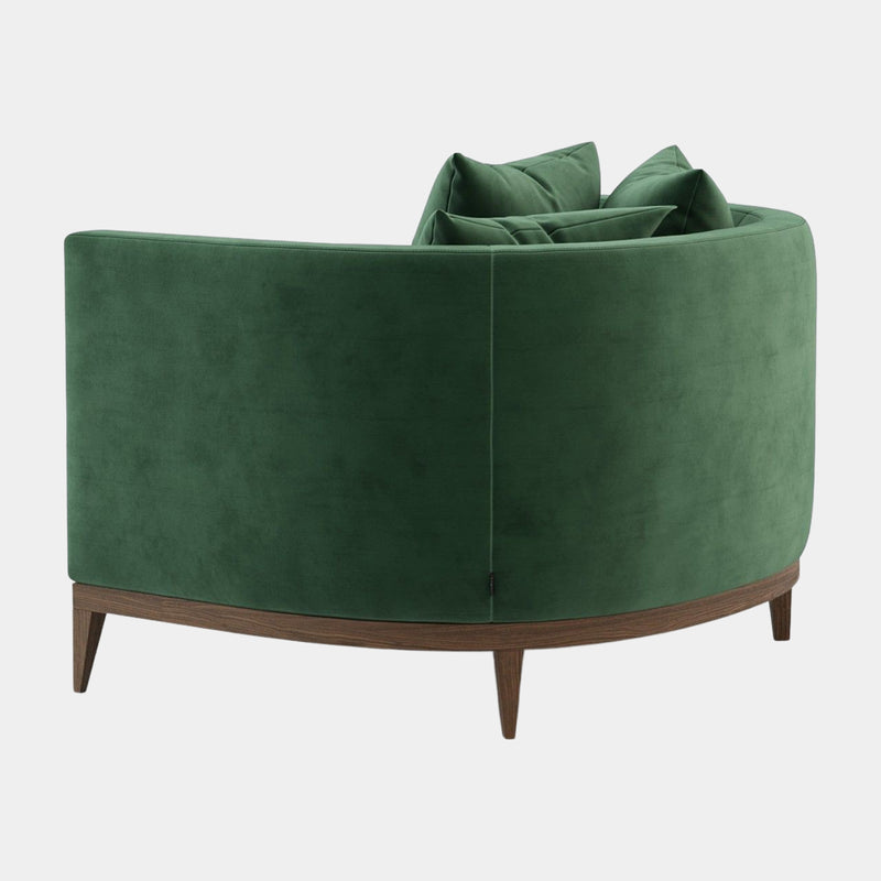 Curved Luxury Armchair with Walnut Legs