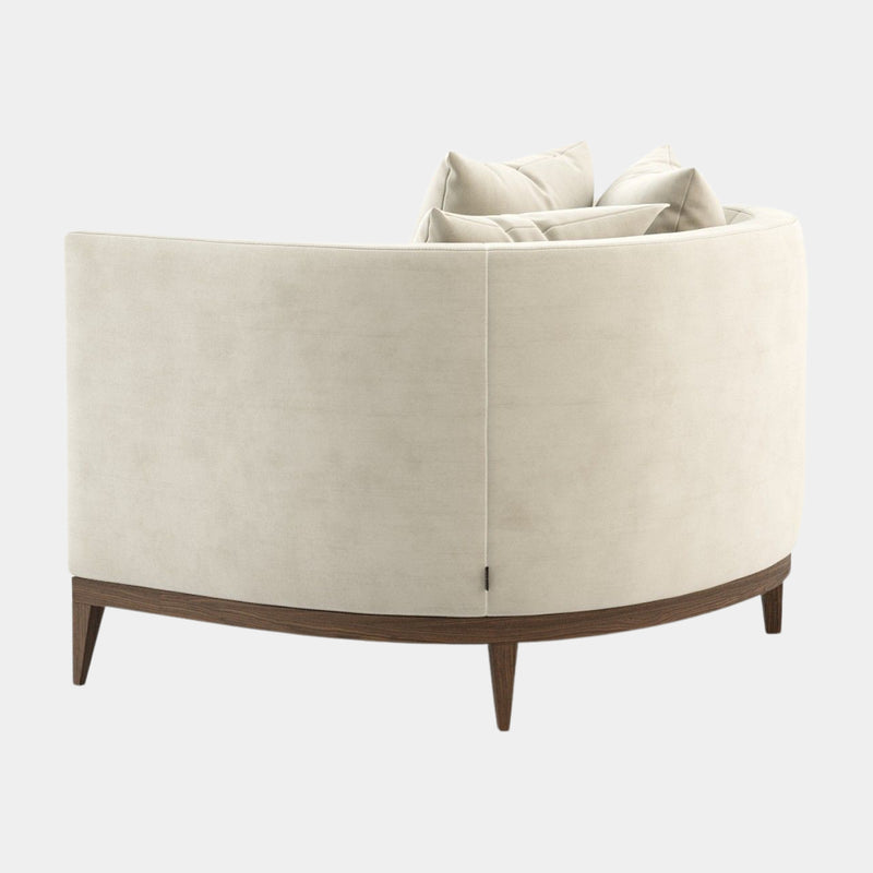 Curved Luxury Armchair with Walnut Legs