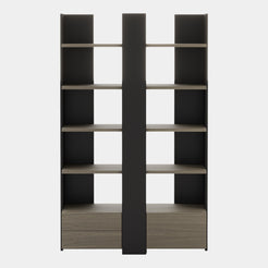 De Oliveira Aged Oak Bookshelf with Folding Hidden Storage