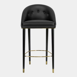 Designer Upholstered Lacquered Matte Brass Bar Chair