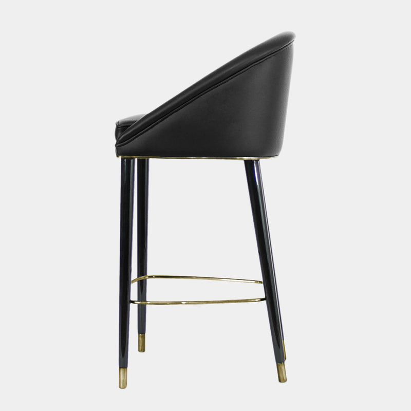 Designer Upholstered Lacquered Matte Brass Bar Chair