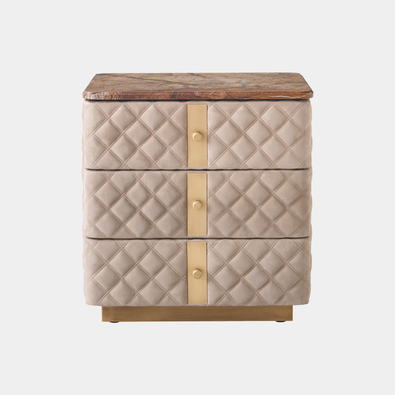 Diamond Quilted Debonaire Nightstand with Marble Top