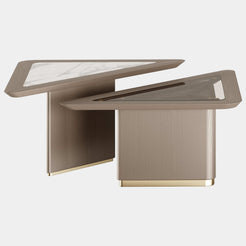 The Private Label Stern Centre Table with Carrara Mable & Smoked Glass Top
