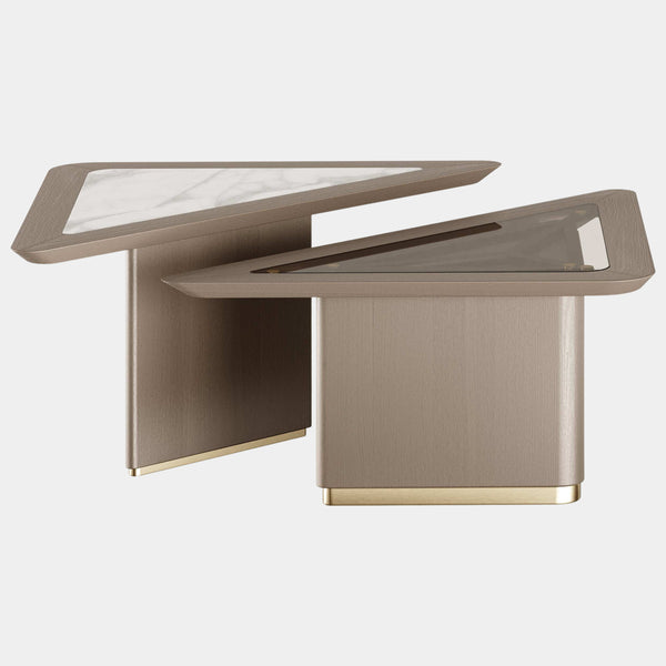 The Private Label Stern Centre Table with Carrara Mable & Smoked Glass Top